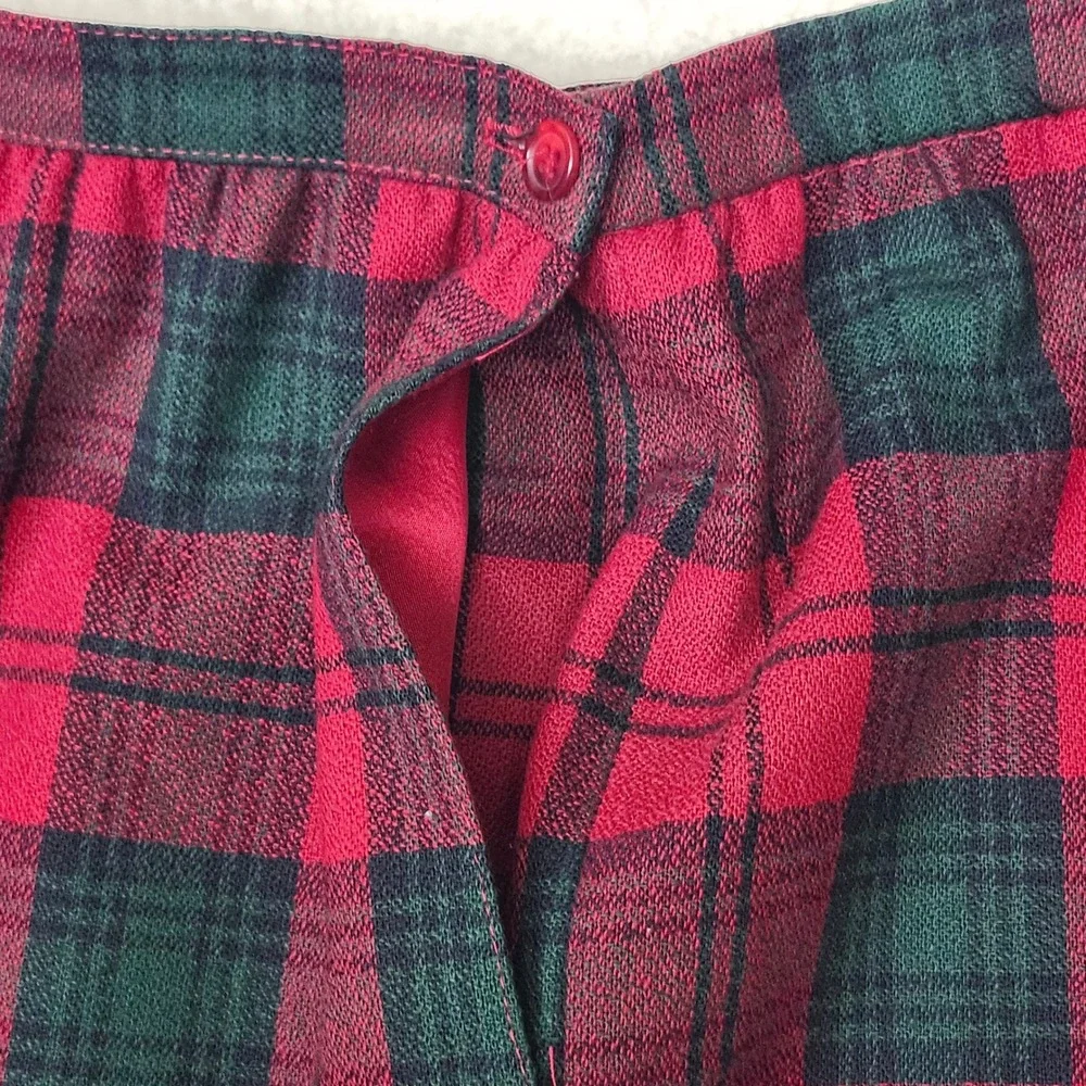 Vintage Tartan Plaid Wool Blend Midi Skirt Red Green Preppy Academic USA 8P